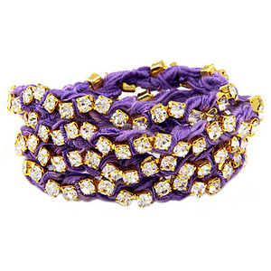 Ettika Rhinestone Wrap-Around Purple Ribbon Bracelet