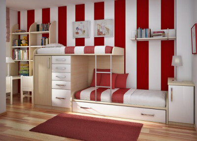 红色的书房兼卧室