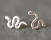 Mini Mismatched Snake Stud Earrings in Sterling Silver