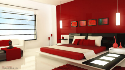 浓浓的红色，热烈而温馨,红色,婚房,房间,卧室,新房