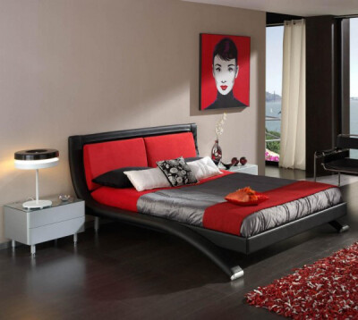 简约而艺术的布置，感觉很好,红色,卧室,房间