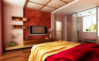 简单又大气的红色设计,红色,卧室,新房