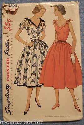 Vintage 1950s Rockabilly Party Dress Pattern UNCUT FF Simplicity 3890 Sz18 B36