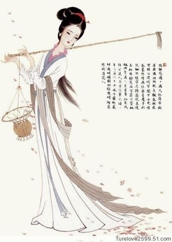 花谢花飞飞满天，红消香断有谁怜？游丝软系飘春榭，落絮轻沾扑绣帘。一年三百六十日，风刀霜剑严相逼。明媚鲜妍能几时，一朝漂泊难寻觅。花开易见落难寻，阶前愁煞葬花人。独倚花锄偷洒泪，洒上空枝见血痕。愿奴胁下生双翼，随花飞到天尽头。天尽头，何处有香丘！『葬花吟』曹雪芹