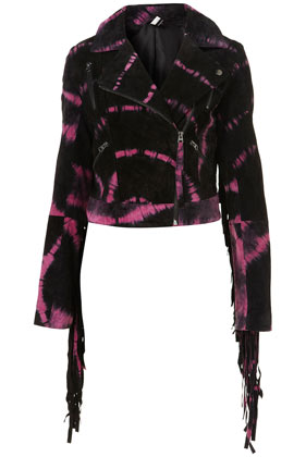 Tie Dye Suede Biker Jacket