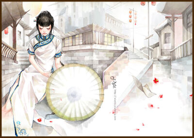 插画家‘呀呀’ 油纸伞