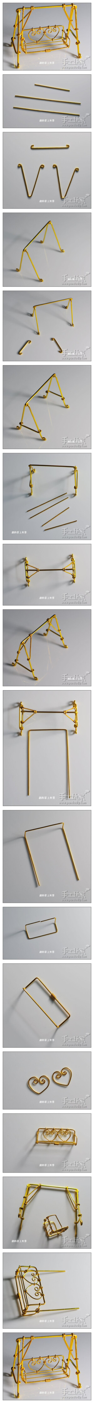 铝线教程-可爱的金色花园摇椅制作