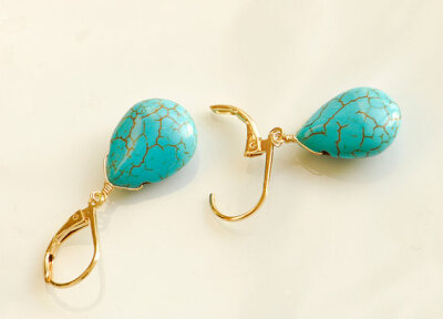 http://www.etsy.com/listing/85034843/turquoise-teardrop-earrings-gold-and