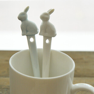 可爱 陶瓷动物勺子（兔子） 搅拌勺