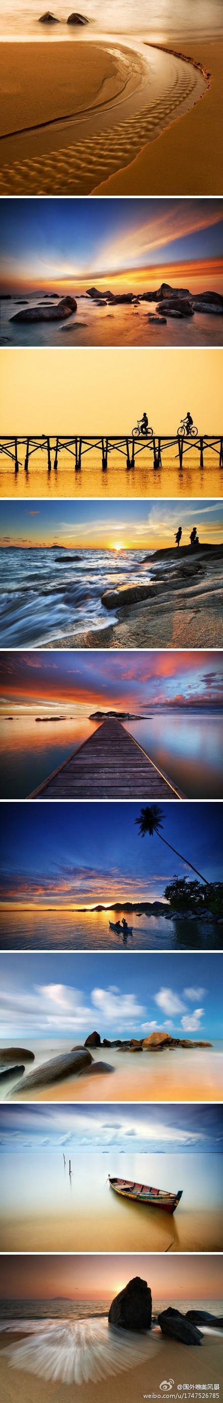 黄昏下的海，美到让人窒息