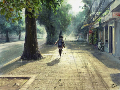 独自一人的街道。