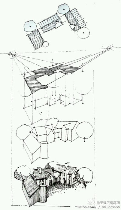 王建民老师的钢笔画，#透视天天学#系列3