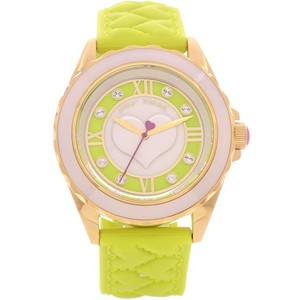 Betsey Johnson Watch, Women's Lime Green Heart Detailed Silicone Strap 39mm Bj00087-04