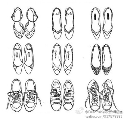 鞋子平铺图，像画每日手绘Look的同学们，来学习下吧！