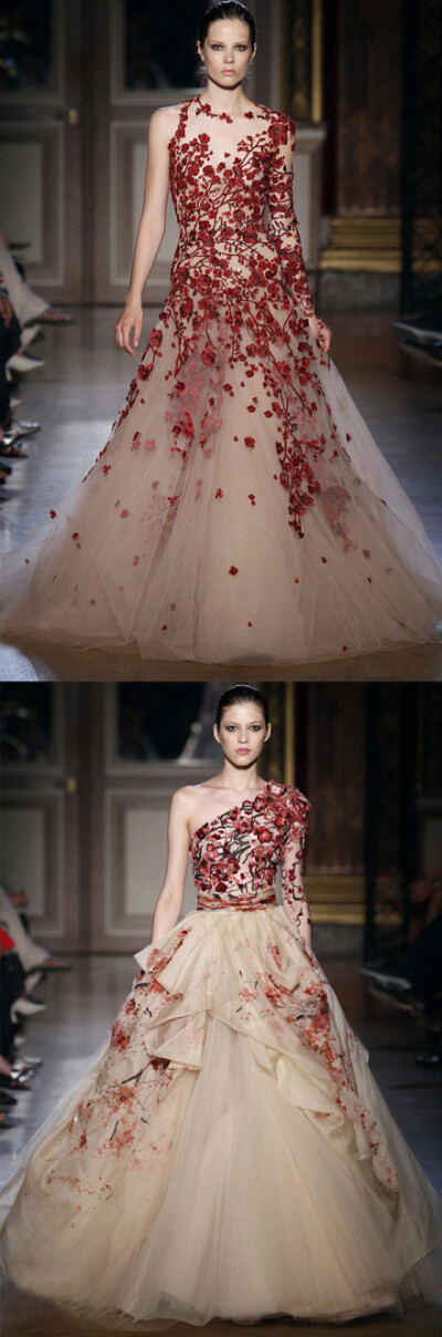 超美的两件绣花中国风的婚纱，你们更爱哪一款呢