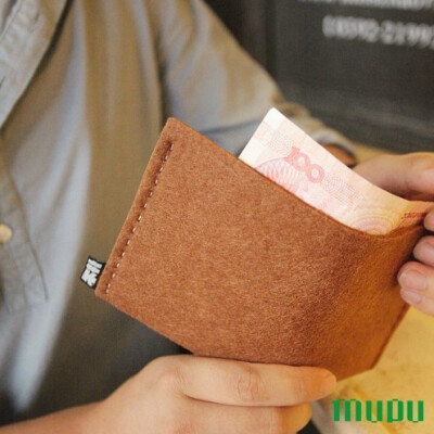 MUPU木朴 羊毛毡 简洁 钱包 大钞钱包 灰色 黑色 咖啡色