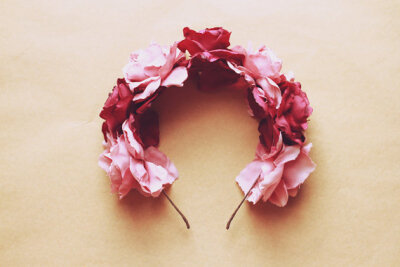 oversize rose crown headband - wine and pink