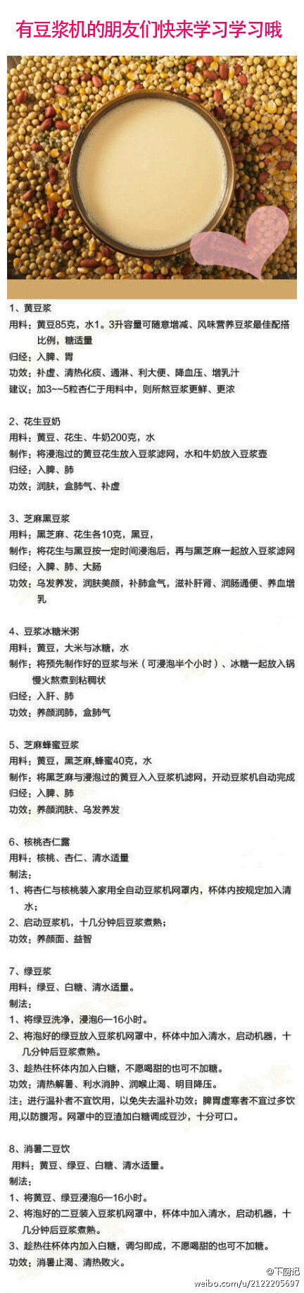 【有豆浆机的朋友们快来学习学习哦】各种豆浆，各种效果，各种爱，健康生活从早餐开始哦！