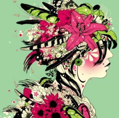 以花为发，以花为衣