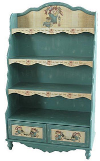 地中海家具风格书架 书橱 柜 杂锦花束 田园书柜 冲冠特价