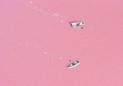 自然粉红湖,塞内加尔的Lake RetBa，由于高盐海藻的原因，使得它呈现出了粉红色，这种海藻名为Dunaliella salina 它的特点就是粉红色。