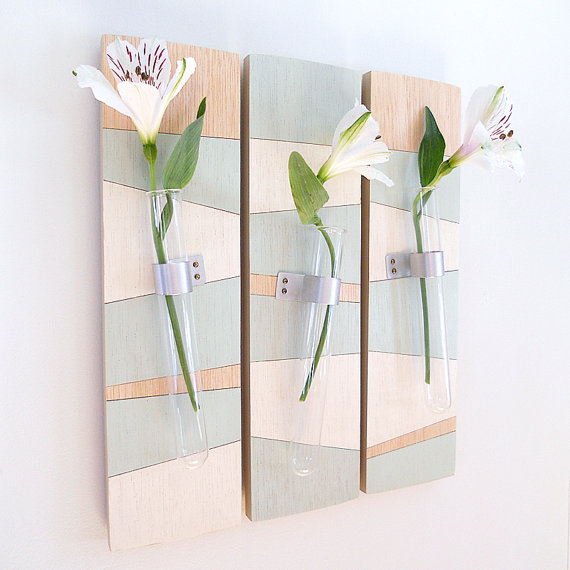 WAVE: wall mounted geometric beach decor test tube flower vase