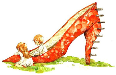 小女孩都幻想有双红色高跟鞋