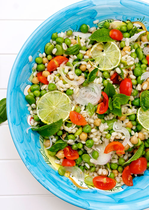 Barley Salad with Chickpeas, Fava Beans, and Peas