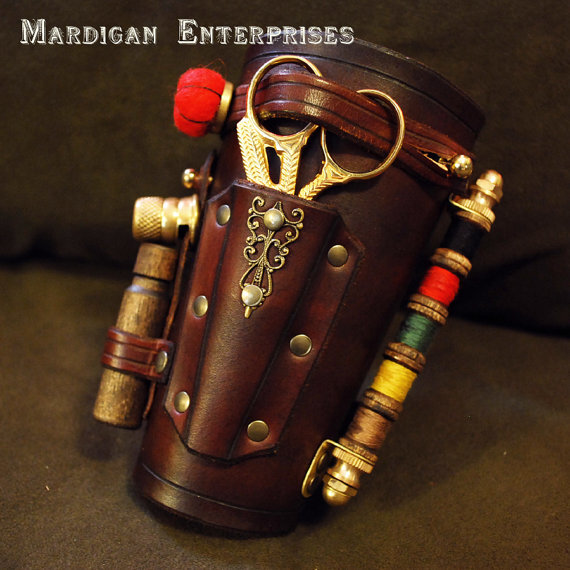 Tailor&#39;s Assistant - a functional leather steampunk sewing bracer