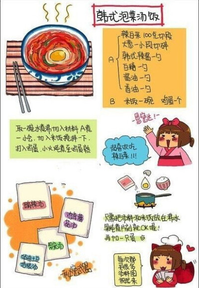韩式泡菜汤饭，萌画呀~