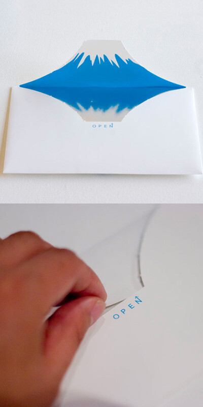 【创意/产品设计】Mt.envelope（信封山），来自日本产品设计工作室goodbymarket，使用易撕口设计，保证山峰的形状完整，官网：http://t.cn/zO5w0me ！