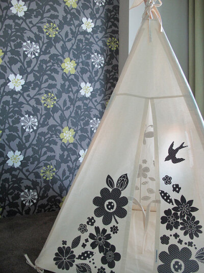 Teepee tent - puddle gray screen print