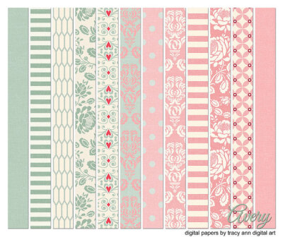 Avery Pink and Sage Digital Paper