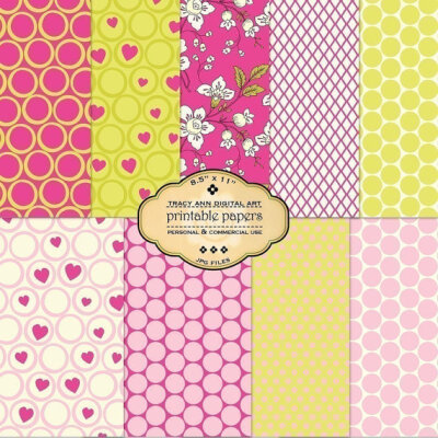 Printable Papers for scrapbooking crafting cardmaking - Set 51 - commercial and personal use