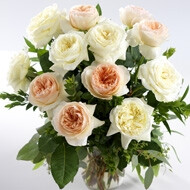 Tranquility Bouquet Twelve peaches & cream roses