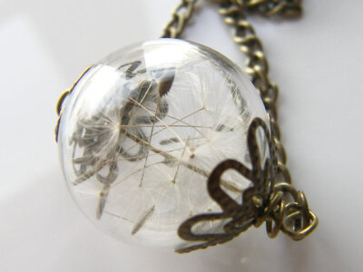 . Favorite Like this item? Add it to your favorites to revisit it later. Real Dandelion Seeds Wish Necklace Hand Blown Glass Orb Bead Globe - MAKE A WISH