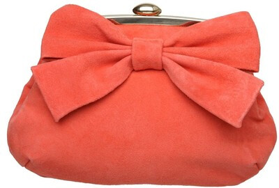 Coral suede bow clutch bag - Dune