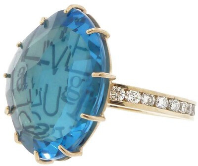 Heather Moore Harriet Ring | Swiss Blue Topaz | Yellow Gold | Diamonds