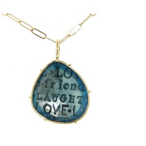 Heather Moore Love Graffiti Charm With Swiss Blue Topaz Harriet Stone - Size 3