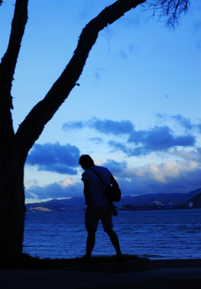 鼓浪屿 海 天空 人 背影