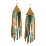 Presh Beaded Tan Soft Suede Earrings