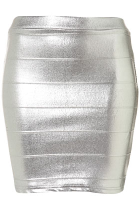 Silver Metallic Bodycon Skirt