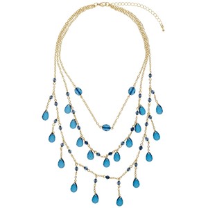 John Lewis Pretty 3 Layer Facet Acrylic Bead Drop Necklace, Blue