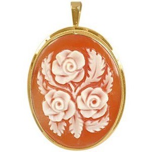 Del Gatto Roses Cornelian Cameo Pendant / Pin