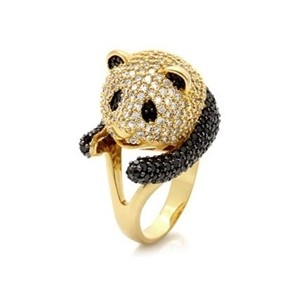 Zoey&#39;s 14k Gold Plated Panda Cocktail Ring - Final Sale