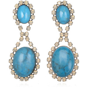 Frangos Turquoise Rhinestone Drop Earrings