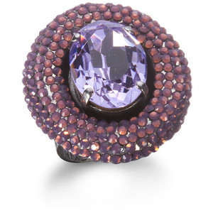 Frangos Oval Pave Crystal Cocktail Ring, Lilac