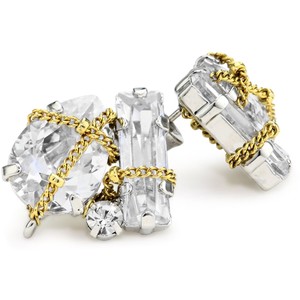 ABS By Allen Schwartz &quot;High Drama&quot; Gold and Silver-Tone Cluster Earrings