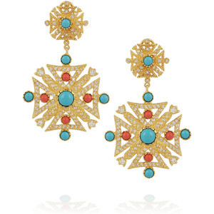 Kenneth Jay Lane 18-karat gold-plated cubic zirconia earrings