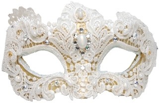 Farfallina &quot;Lace&quot; Design White and Gold Swarovski stones Made in Italy - Toomeys Mardi Gras